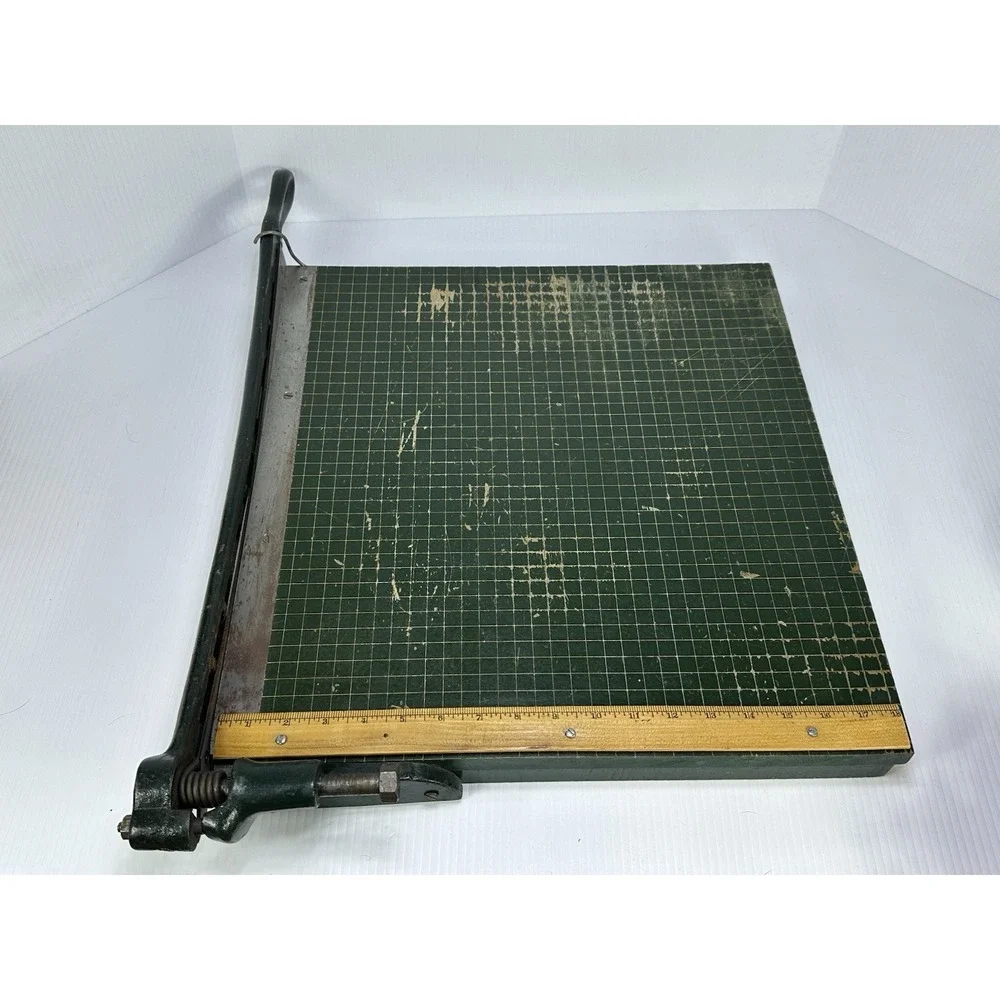 Vintage Guillotine Paper Cutter Cast Iron Handle MCM